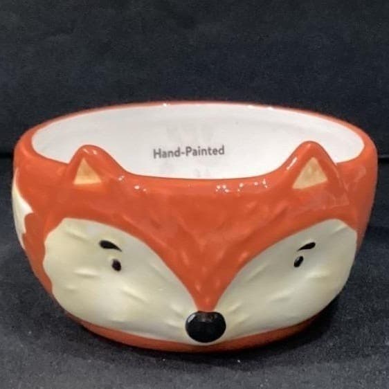 Fox Bowl Hand Painted 29oz Orange Dishwasher Microwave Safe - Thumbnail 8