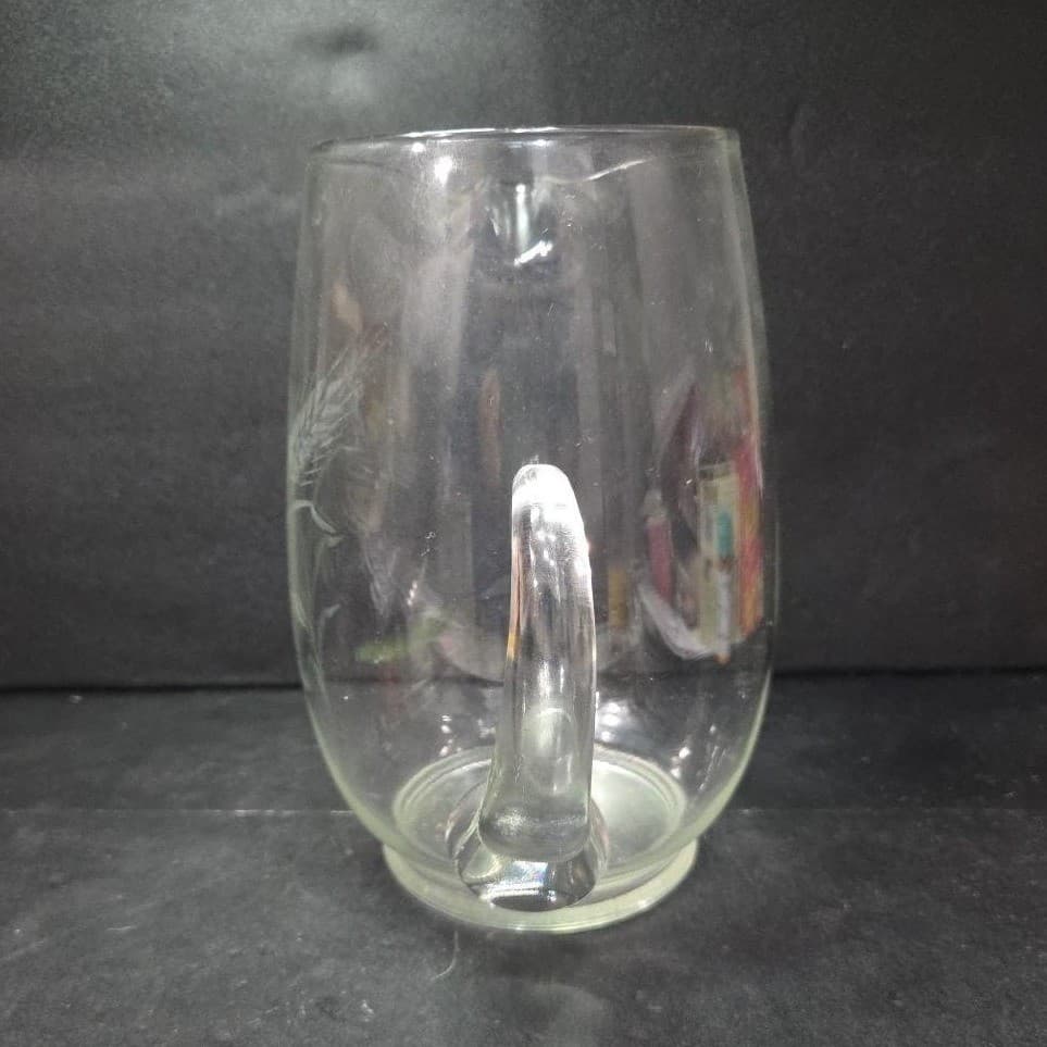 Dale Moore Etched Wheat Design Pitcher, Vintage Clear Glass Jug, Tableware - Thumbnail 5