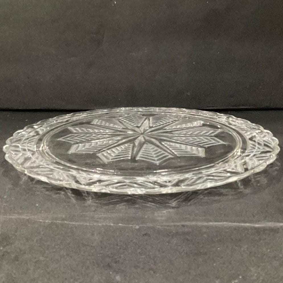 Vintage 1950s Federal Glass Snowflake Starburst Footed Cake Plate 11 In - Thumbnail 8