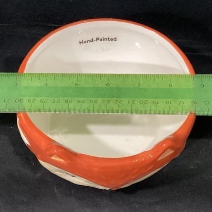 Fox Bowl Hand Painted 29oz Orange Dishwasher Microwave Safe - Thumbnail 2