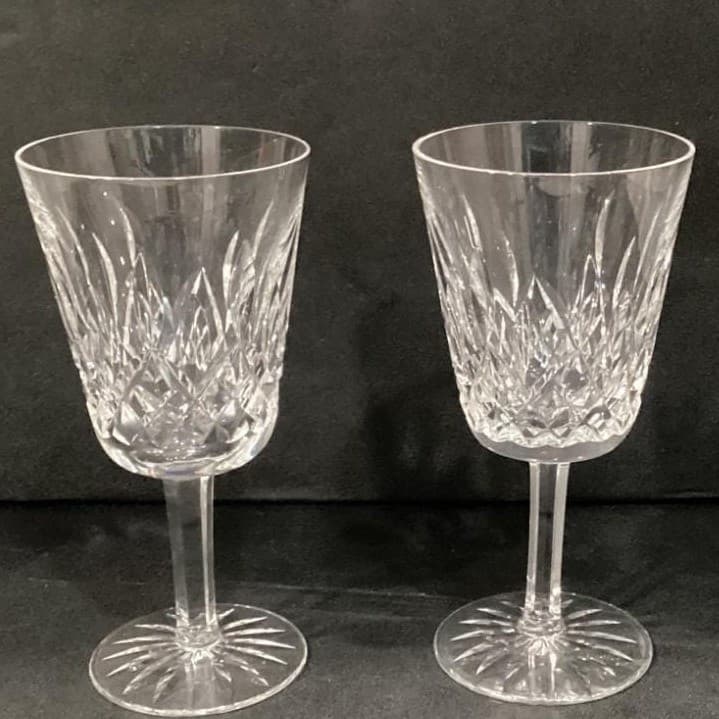 Set of 2 Waterford Crystal Lismore Water Goblet/Wine Glasses 6 7/8" IRELAND 8oz - Thumbnail 8