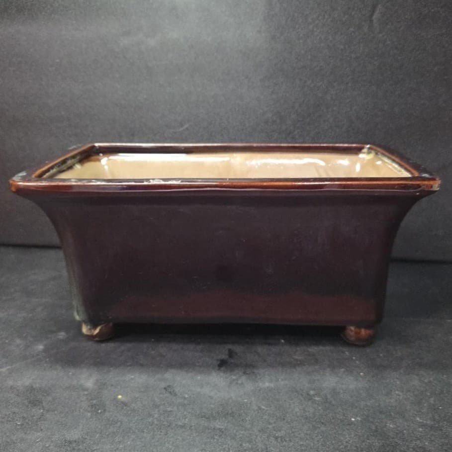 Studio Art Pottery Square Planter, Vintage Brown Glazed Ceramic Box, Centerpiece - Thumbnail 4
