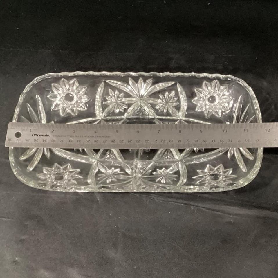 Anchor Hocking Early American Prescut Clear Glass 12 x 6 3 Part Divided Relish - Thumbnail 2