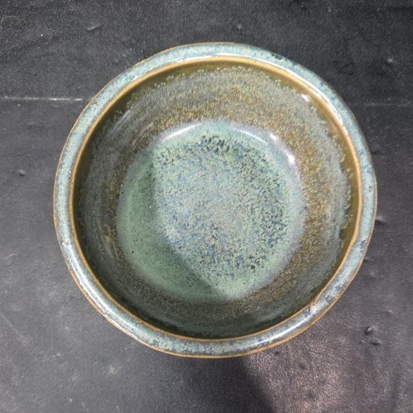 Zanesville Stoneware Blue Homespun Bowl #8004, Vintage Stoneage Modern Pottery - Thumbnail 4