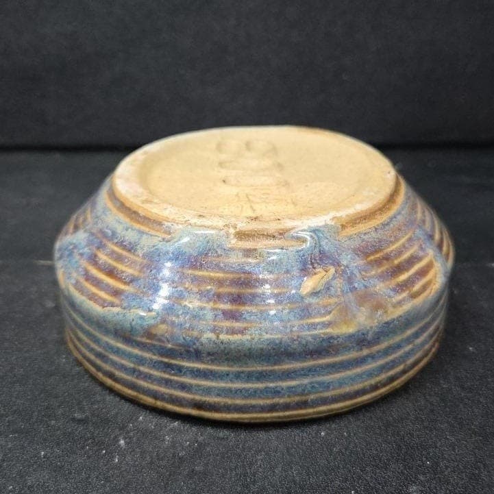 Zanesville Stoneware Blue Homespun Bowl #8004, Vintage Stoneage Modern Pottery - Thumbnail 8
