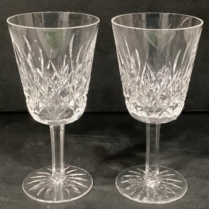 Set of 2 Waterford Crystal Lismore Water Goblet/Wine Glasses 6 7/8" IRELAND 8oz - Thumbnail 11