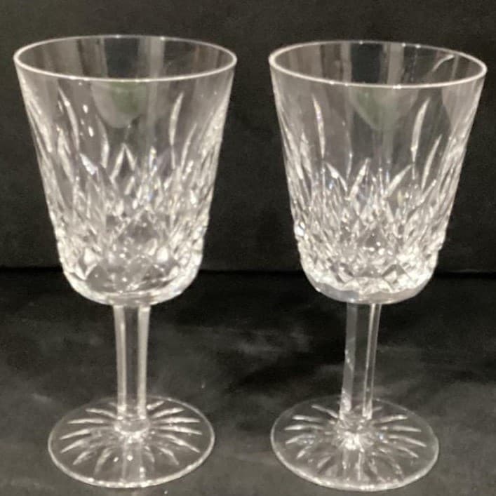 Set of 2 Waterford Crystal Lismore Water Goblet/Wine Glasses 6 7/8" IRELAND 8oz - Thumbnail 10