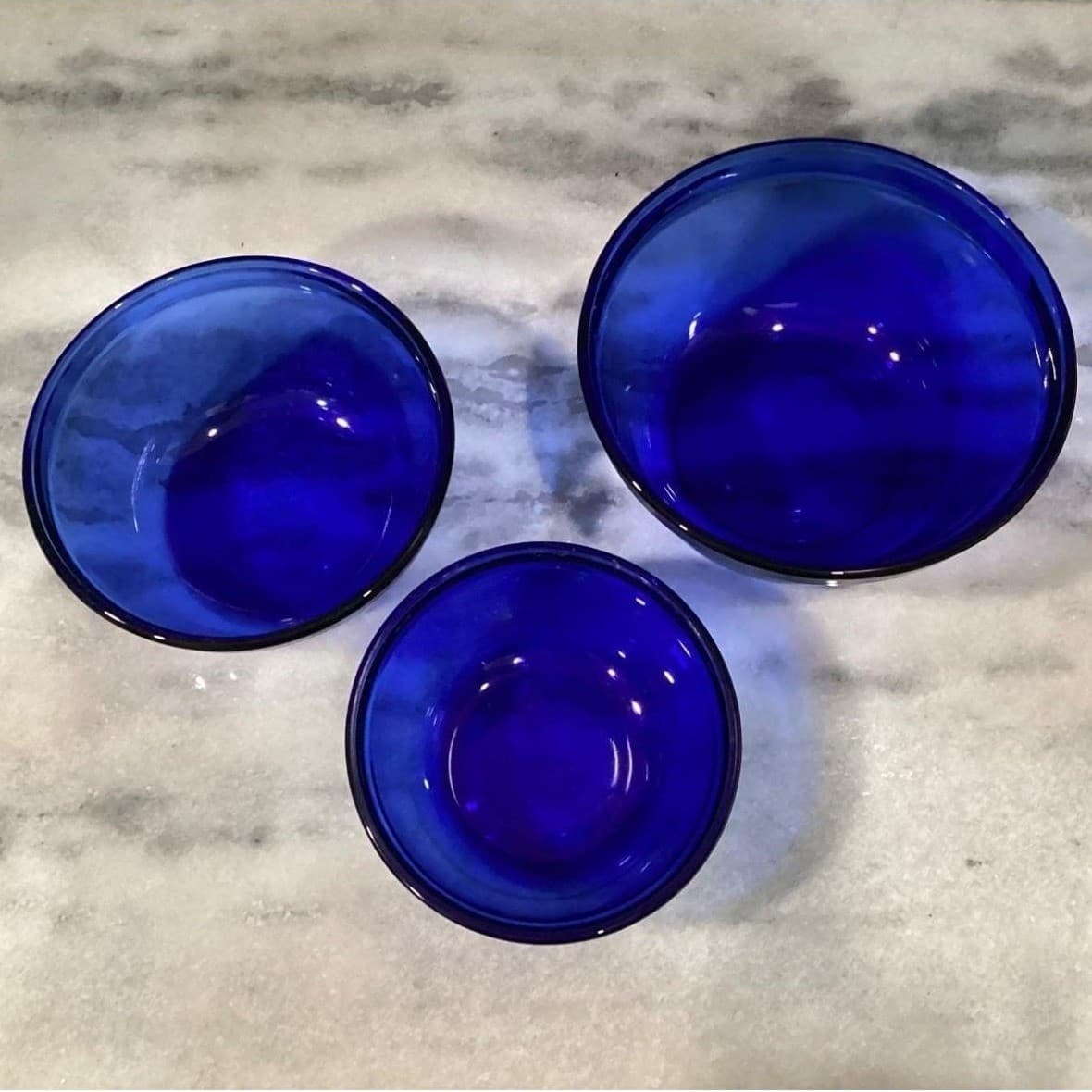 Vintage Anchor Hocking USA Cobalt Blue Glass Nesting Mixing Bowls Set of 3 * - Thumbnail 17