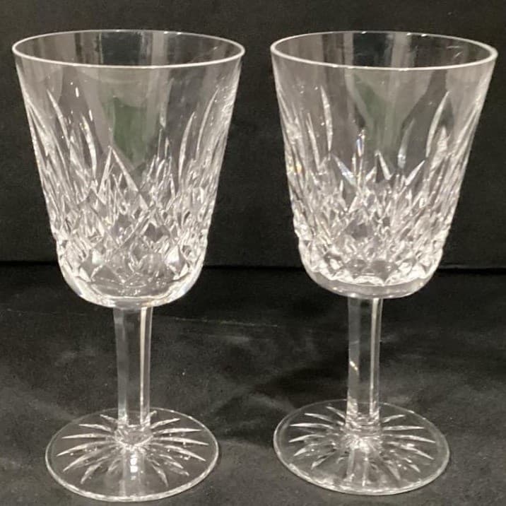 Set of 2 Waterford Crystal Lismore Water Goblet/Wine Glasses 6 7/8" IRELAND 8oz - Thumbnail 12