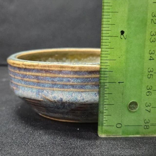Zanesville Stoneware Blue Homespun Bowl #8004, Vintage Stoneage Modern Pottery - Thumbnail 7
