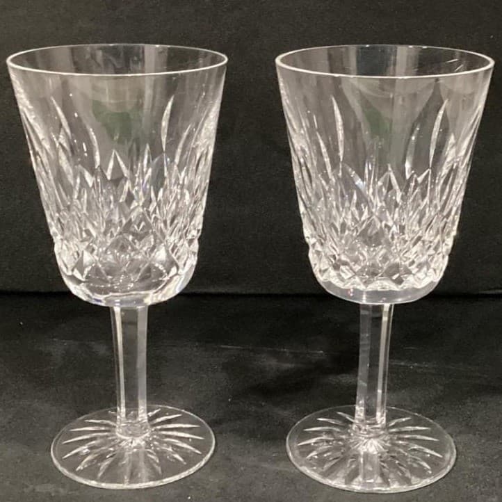 Set of 2 Waterford Crystal Lismore Water Goblet/Wine Glasses 6 7/8" IRELAND 8oz - Thumbnail 9