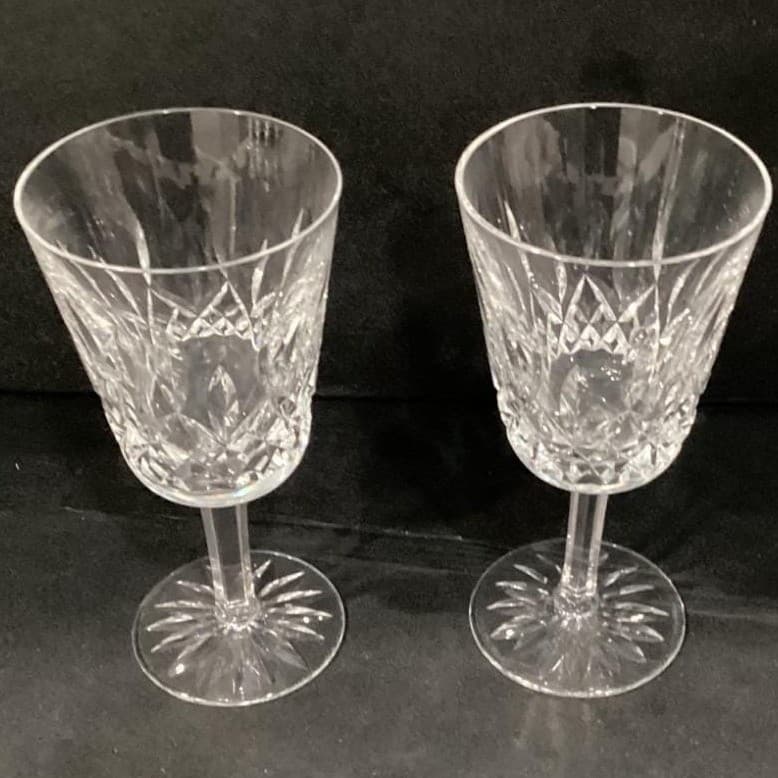 Set of 2 Waterford Crystal Lismore Water Goblet/Wine Glasses 6 7/8" IRELAND 8oz - Thumbnail 7