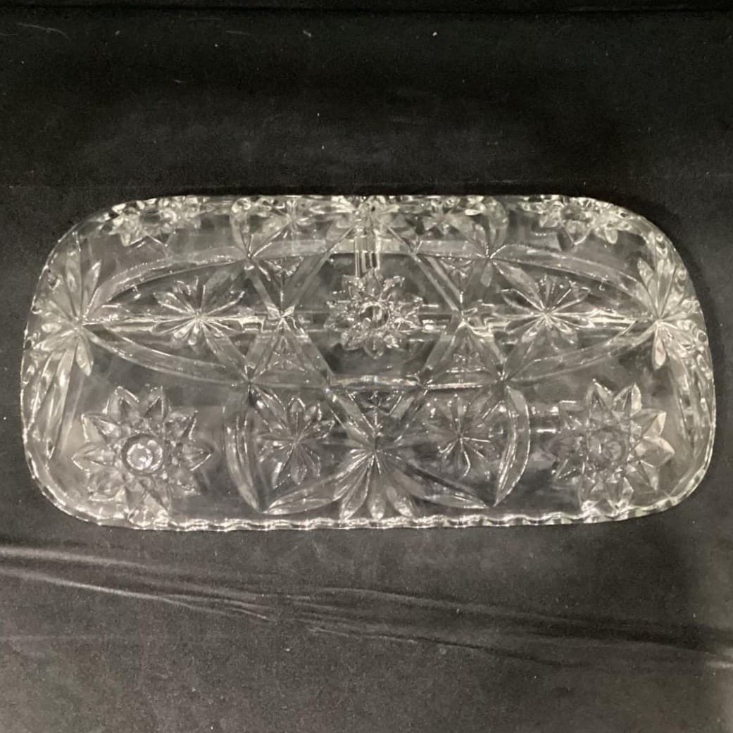 Anchor Hocking Early American Prescut Clear Glass 12 x 6 3 Part Divided Relish - Thumbnail 5