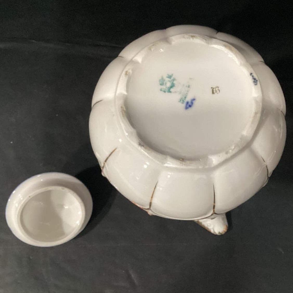 Antique Hand Painted Cobalt Gold Floral Chocolate Pot Nippon Style W Lid - Thumbnail 4