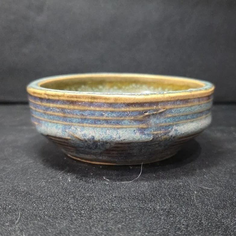 Zanesville Stoneware Blue Homespun Bowl #8004, Vintage Stoneage Modern Pottery - Thumbnail 2