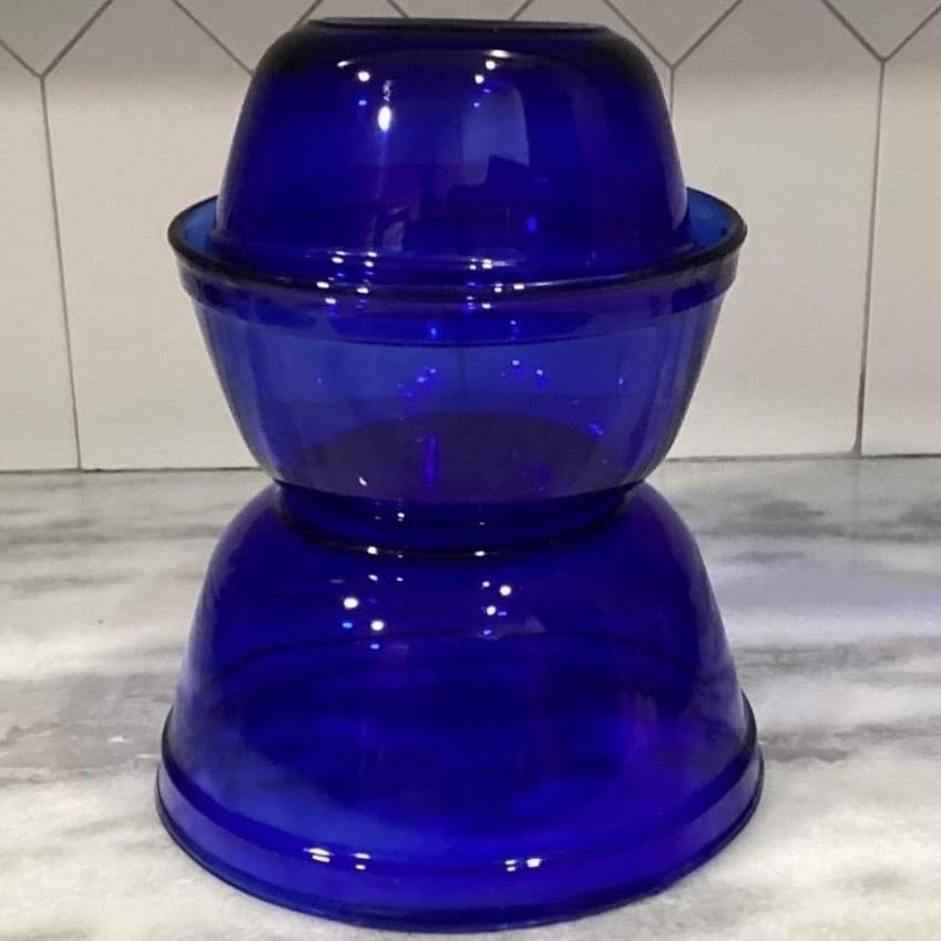 Vintage Anchor Hocking USA Cobalt Blue Glass Nesting Mixing Bowls Set of 3 * - Thumbnail 19