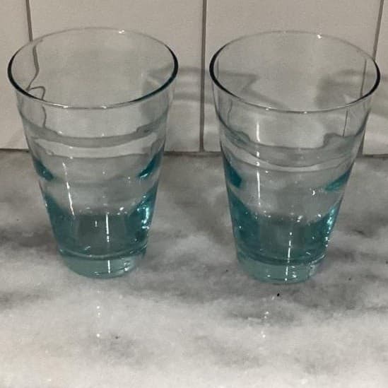 MCM Set of 2 Libbey Saturn Optic Ripple Aqua Tumbler Glasses - Thumbnail 7