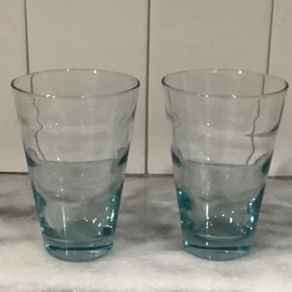 MCM Set of 2 Libbey Saturn Optic Ripple Aqua Tumbler Glasses - Thumbnail 9