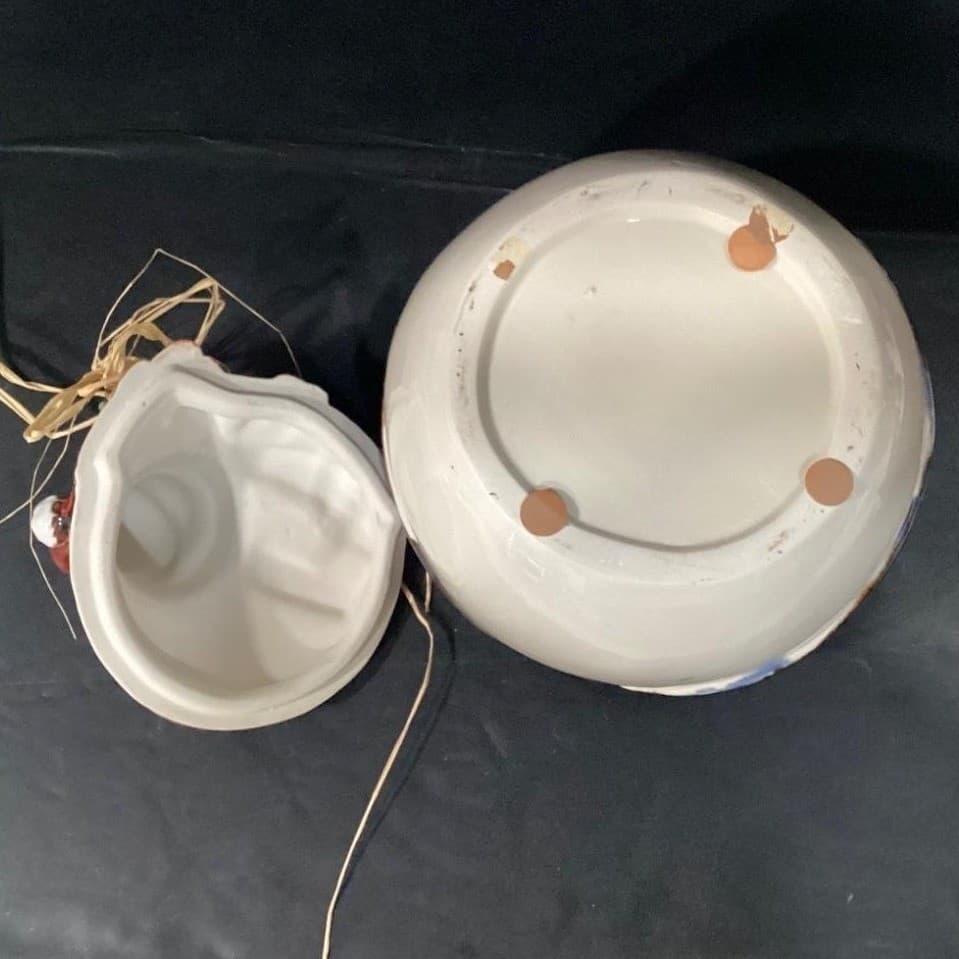 Cookie Jar Snowman Round with Tree and Santa Hat on Snowman Collections # C5466 - Thumbnail 4