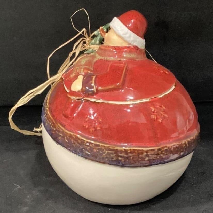 Cookie Jar Snowman Round with Tree and Santa Hat on Snowman Collections # C5466 - Thumbnail 12