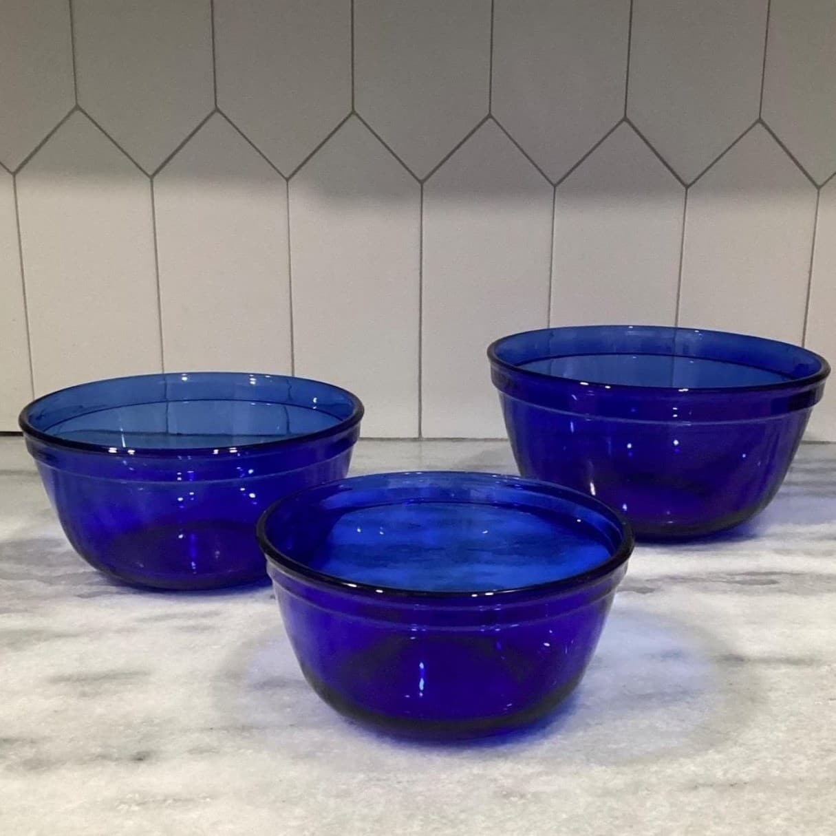 Vintage Anchor Hocking USA Cobalt Blue Glass Nesting Mixing Bowls Set of 3 * - Thumbnail 15