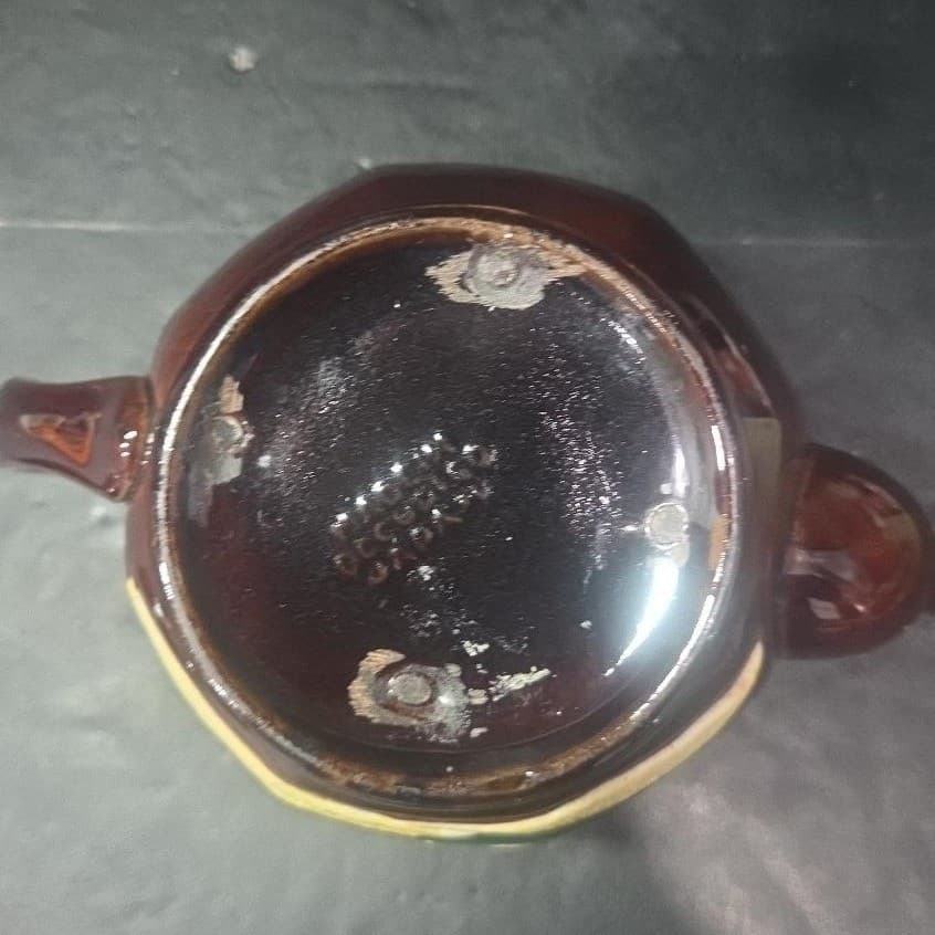Windmill Design Brown Glazed Teapot, Vintage Hand Painted Tea Pot Occupied Japan - Thumbnail 8