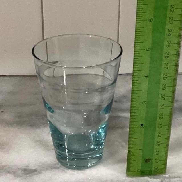 MCM Set of 2 Libbey Saturn Optic Ripple Aqua Tumbler Glasses - Thumbnail 2