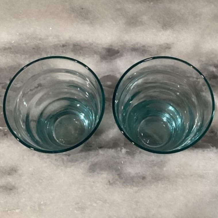 MCM Set of 2 Libbey Saturn Optic Ripple Aqua Tumbler Glasses - Thumbnail 6