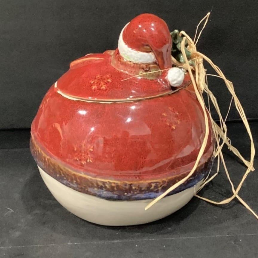 Cookie Jar Snowman Round with Tree and Santa Hat on Snowman Collections # C5466 - Thumbnail 11