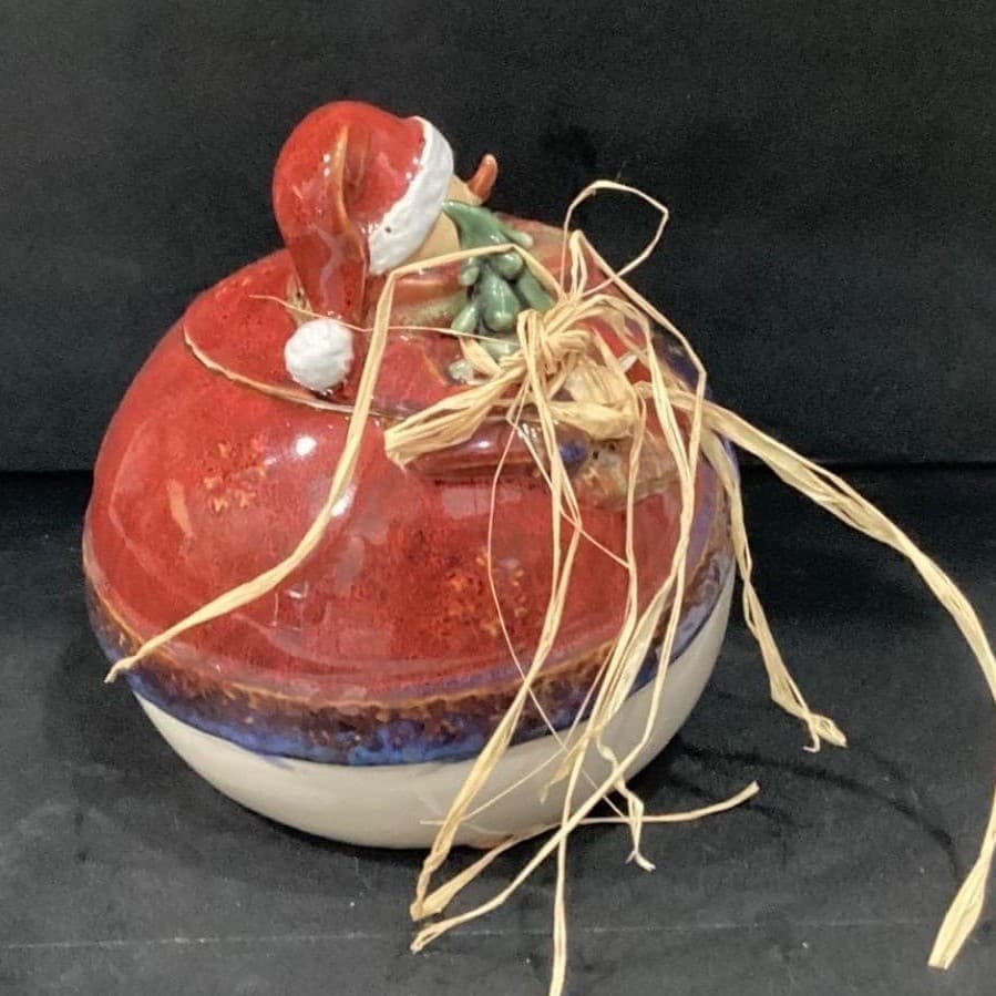 Cookie Jar Snowman Round with Tree and Santa Hat on Snowman Collections # C5466 - Thumbnail 10