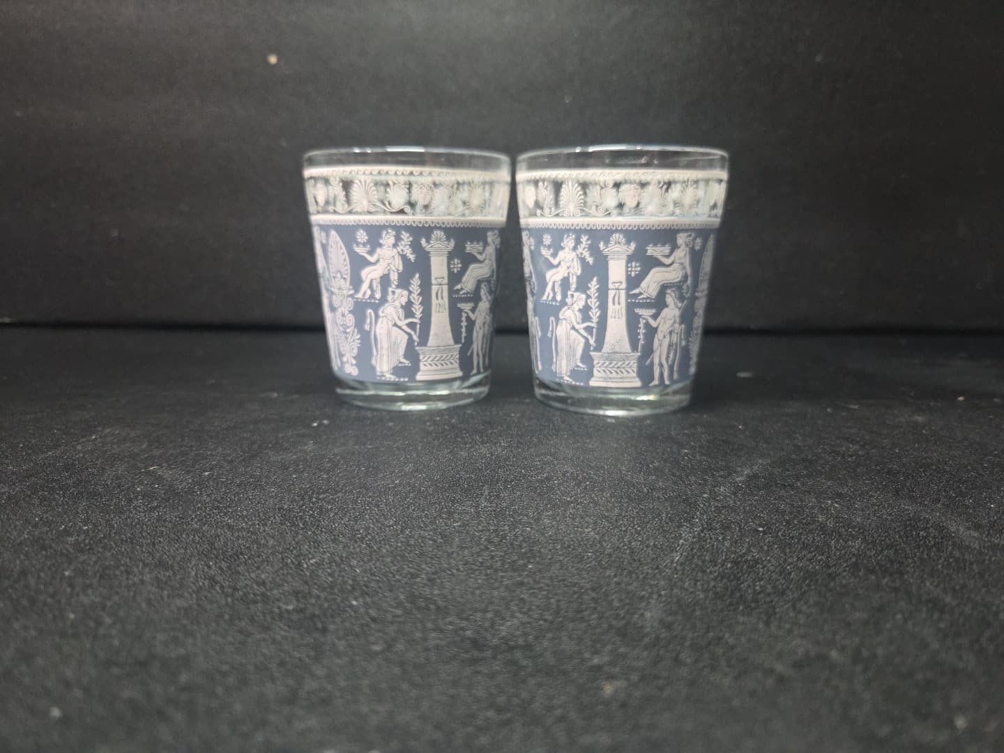 Jeanette Glass Corinthian Blue Tumblers, Vintage 6 Oz Wedgewood Glasses Set of 2 - Thumbnail 3