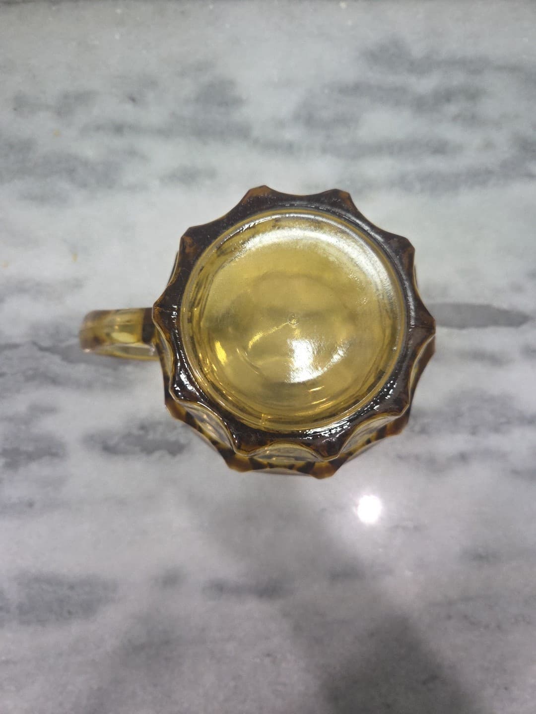 Hazel Atlas Kings Crown Large Pitcher, Thumbprint Amber Glass, Yellow Glassware - Thumbnail 7