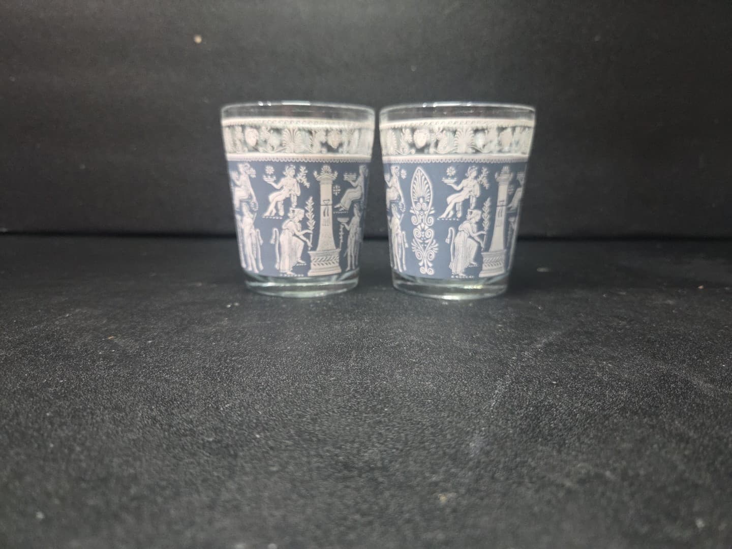 Jeanette Glass Corinthian Blue Tumblers, Vintage 6 Oz Wedgewood Glasses Set of 2 - Thumbnail 4