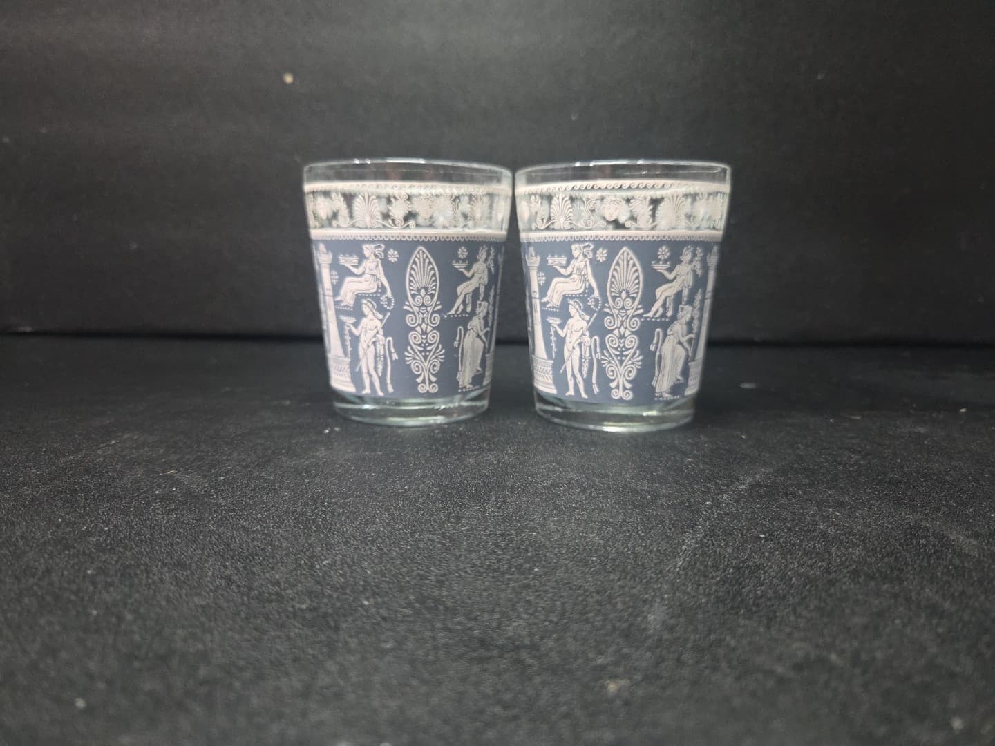 Jeanette Glass Corinthian Blue Tumblers, Vintage 6 Oz Wedgewood Glasses Set of 2
