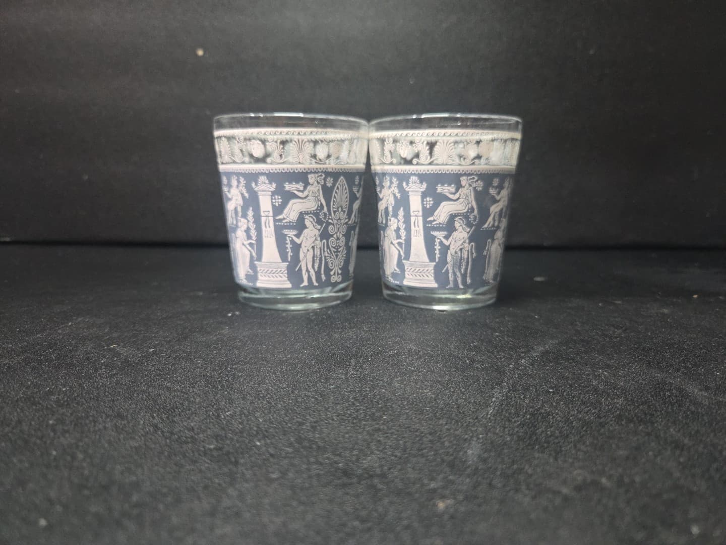 Jeanette Glass Corinthian Blue Tumblers, Vintage 6 Oz Wedgewood Glasses Set of 2 - Thumbnail 2