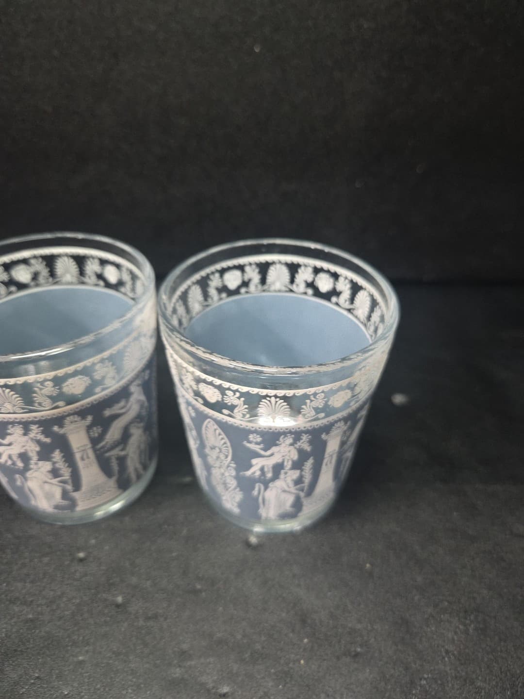 Jeanette Glass Corinthian Blue Tumblers, Vintage 6 Oz Wedgewood Glasses Set of 2 - Thumbnail 5