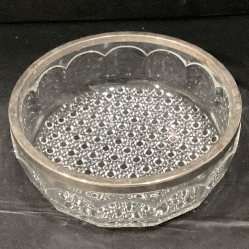 Crystal English Vintage Silver Rimmed Large 8.75" x 3" Bowl - Thumbnail 6