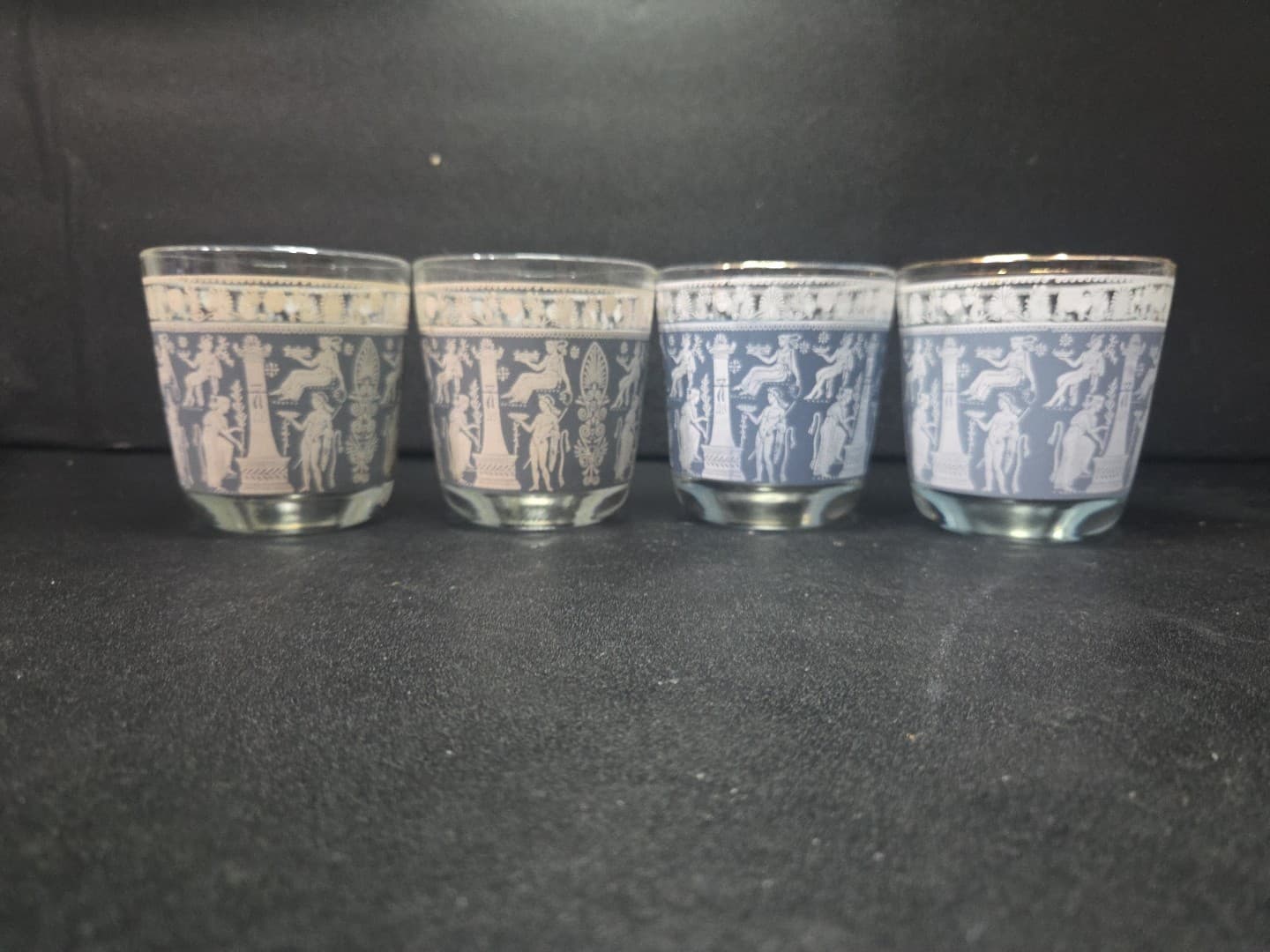 Jeanette Glass Corinthian Tumblers, Vtg Wedgewood Glasses, Set of 4 Flat Glasses