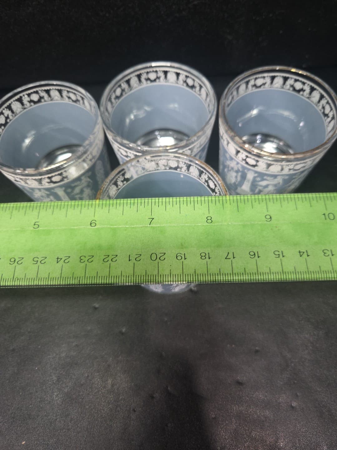 Jeanette Glass Corinthian Blue Tumblers, Vintage 8 oz Whiskey Glasses, Set of 4 - Thumbnail 9