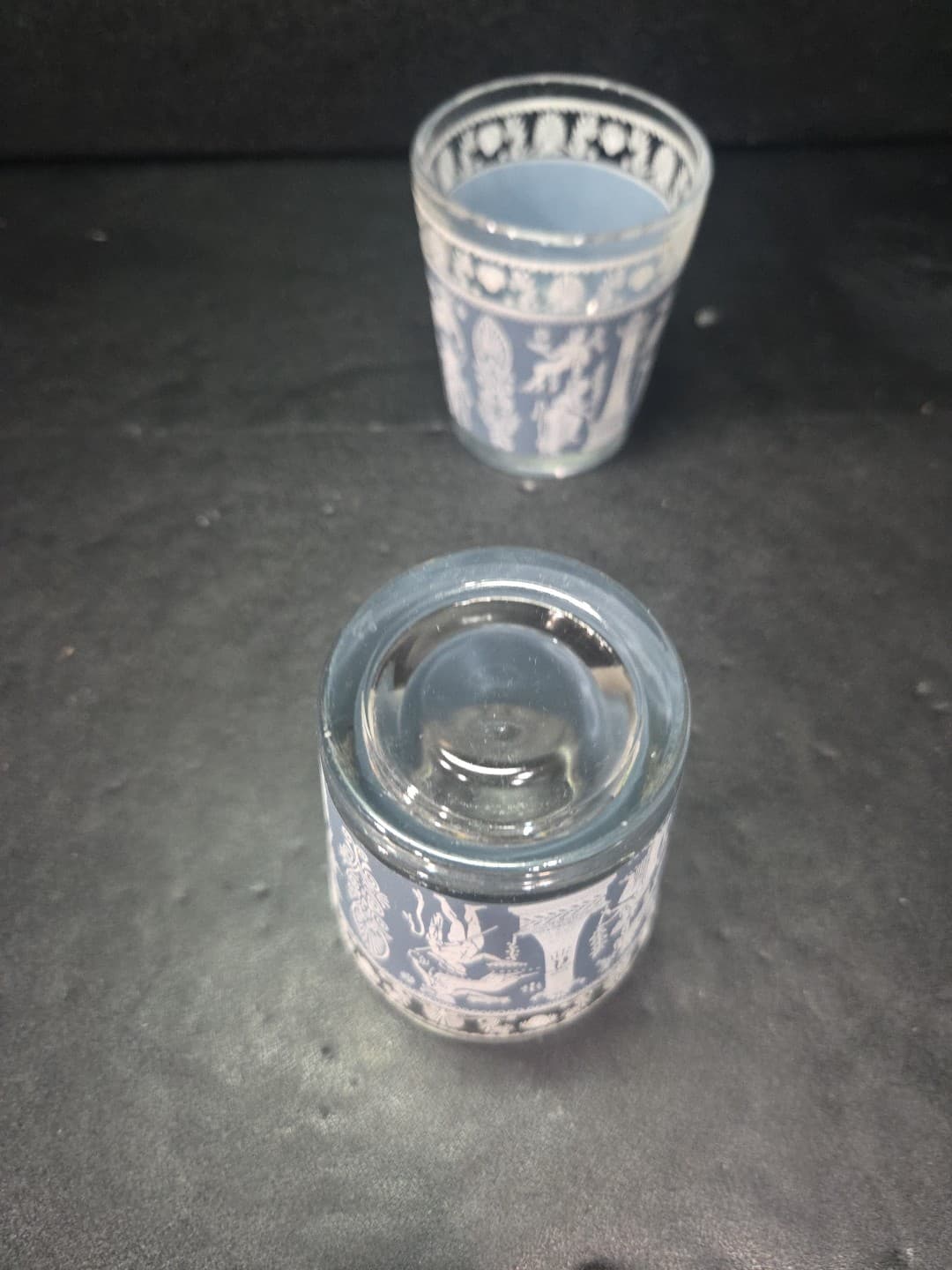 Jeanette Glass Corinthian Blue Tumblers, Vintage 6 Oz Wedgewood Glasses Set of 2 - Thumbnail 7