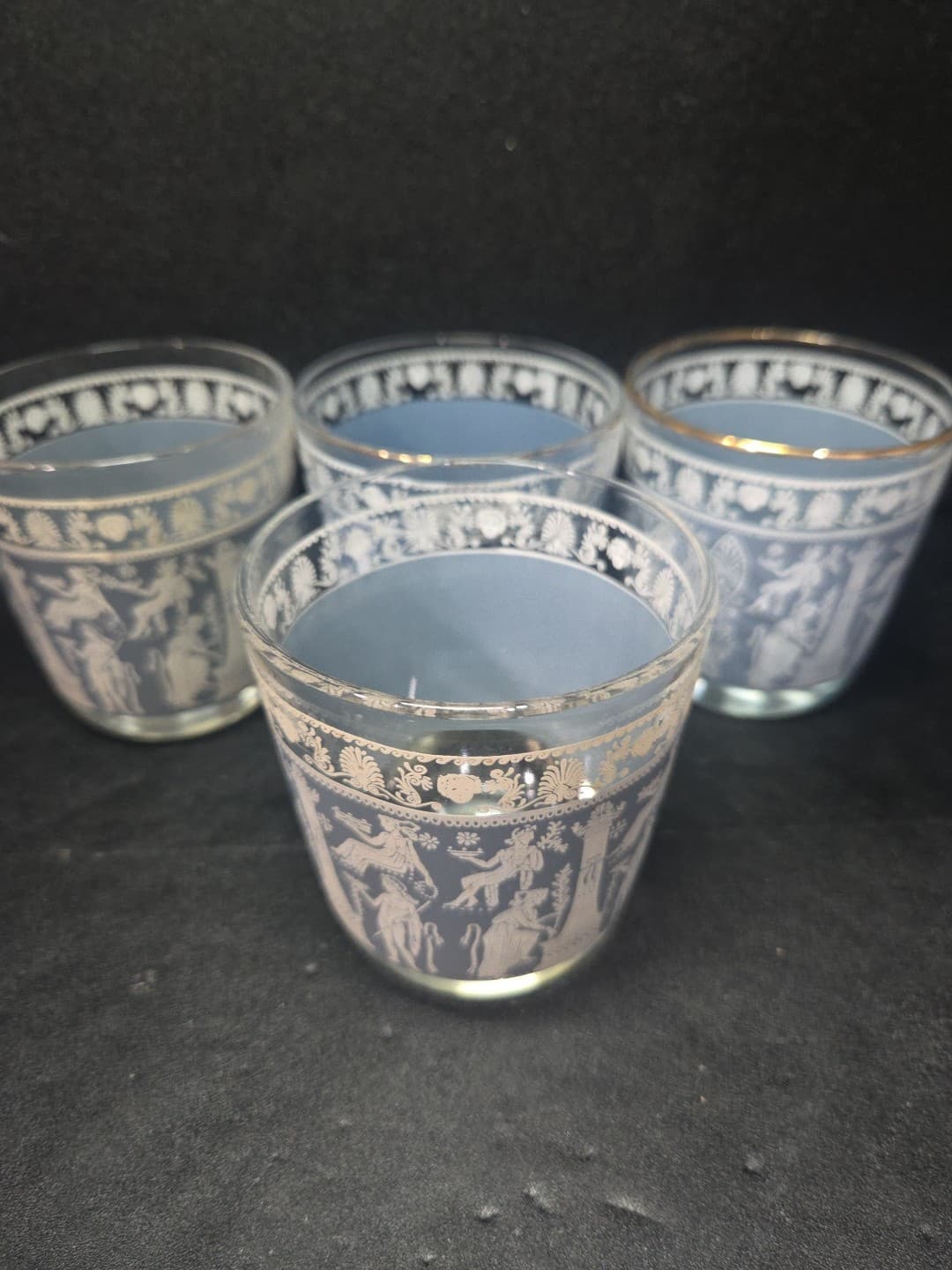 Jeanette Glass Corinthian Tumblers, Vtg Wedgewood Glasses, Set of 4 Flat Glasses - Thumbnail 5
