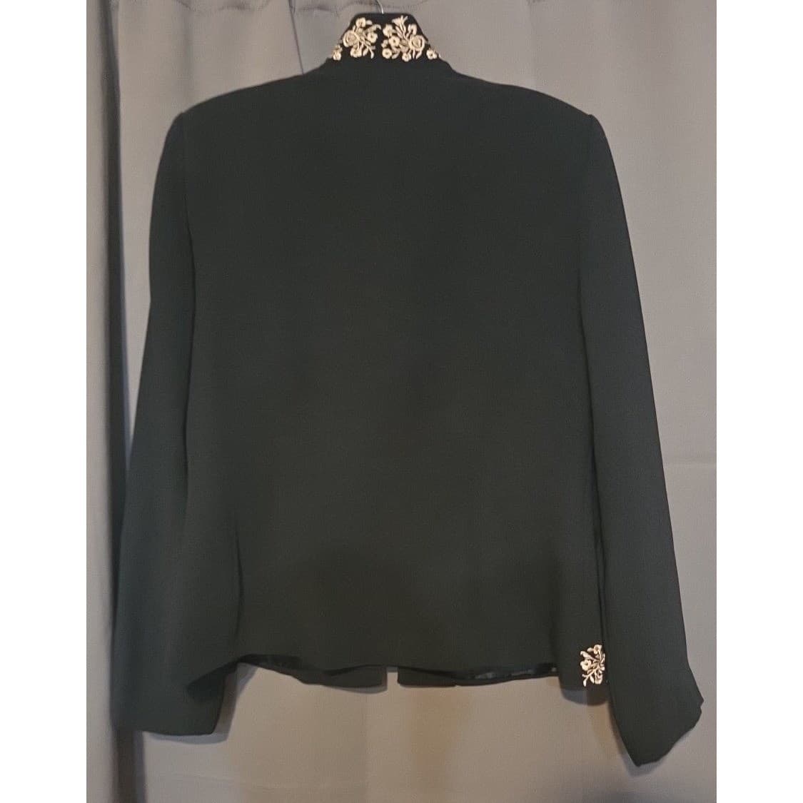 Jessica Howard Black Gold Embroidered Open Front Evening Jacket, Women's Size 8 - Thumbnail 4