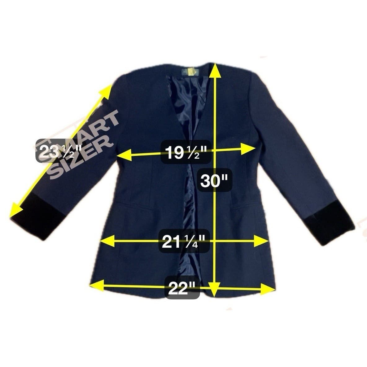 Albert Benard by Benard Holtzman Navy Collarless Blazer, Women's Velvet Cuffs - Thumbnail 2