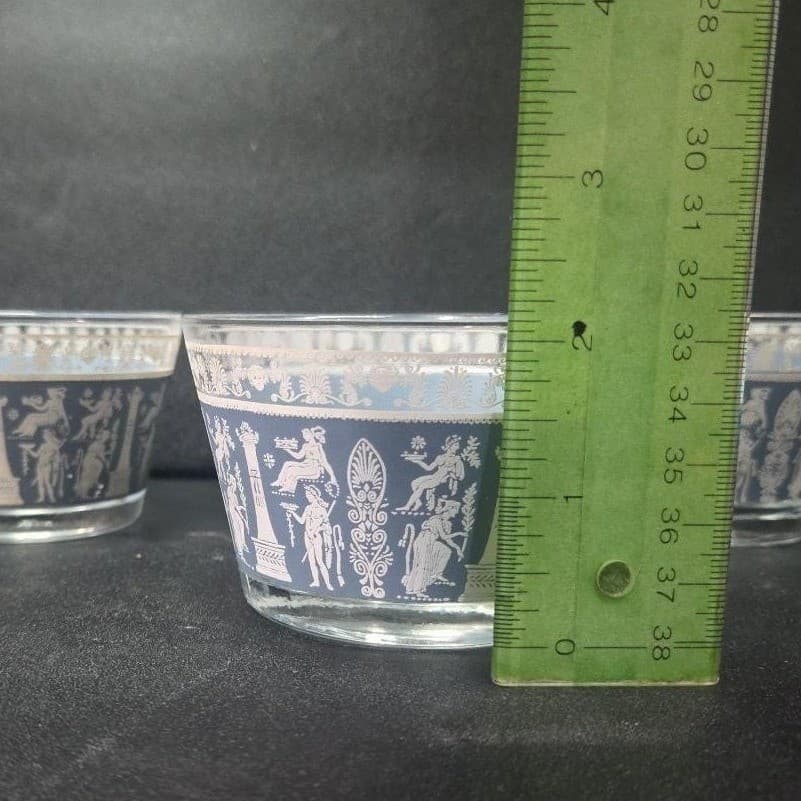 Jeanette Glass Corinthian Blue Dessert Bowls, Set of 4 Vintage Grecian Glassware - Thumbnail 9