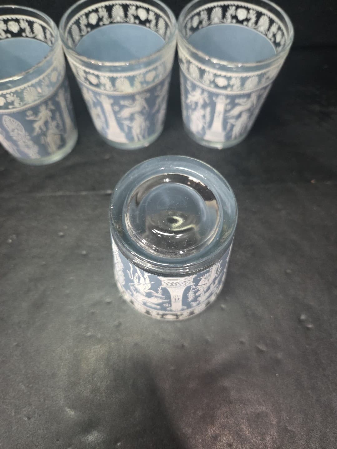Jeanette Glass Corinthian Blue Tumblers, Vintage 6 Oz Wedgewood Glasses Set of 4 - Thumbnail 7