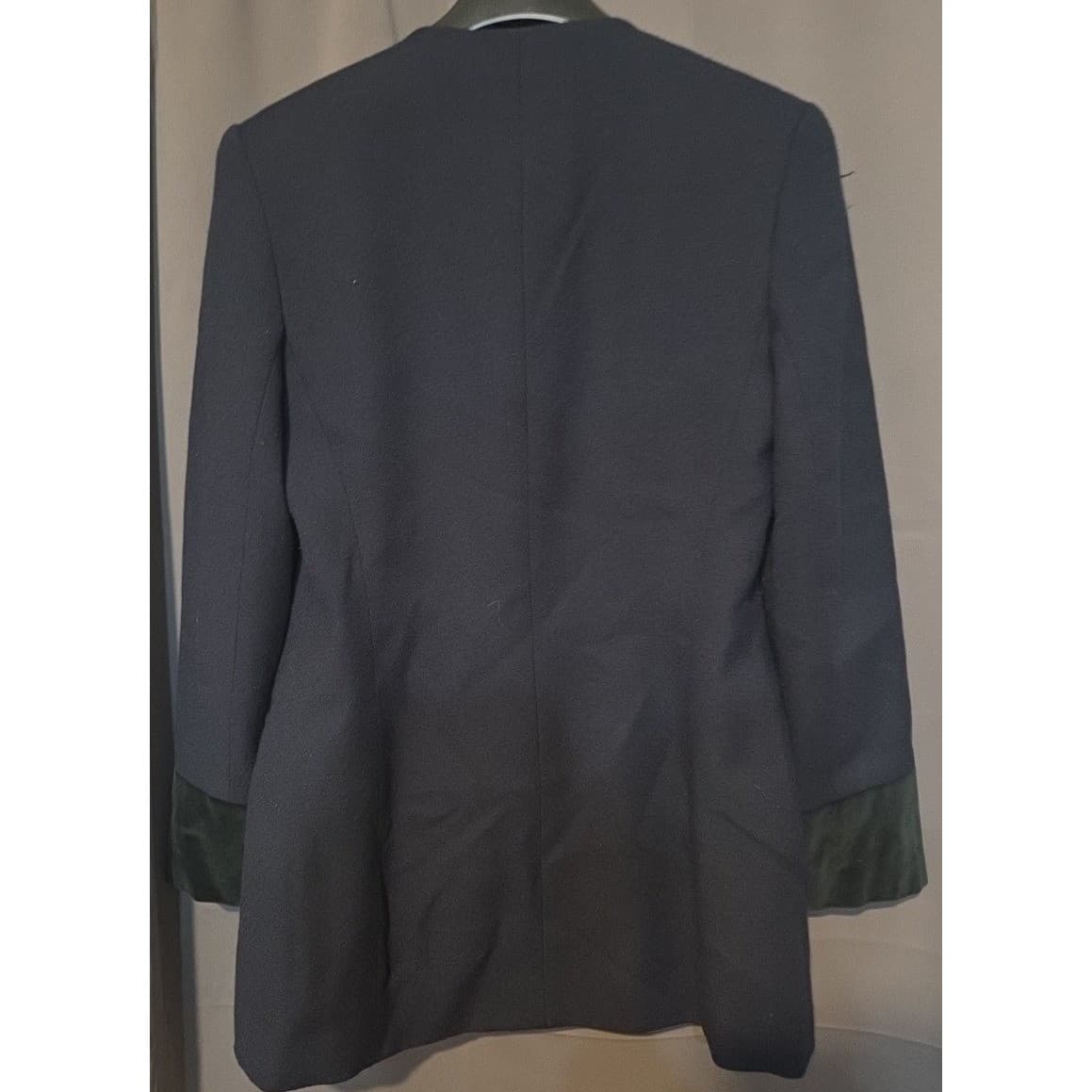 Albert Benard by Benard Holtzman Navy Collarless Blazer, Women's Velvet Cuffs - Thumbnail 4