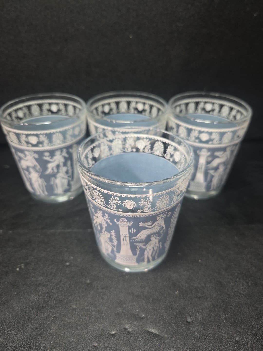 Jeanette Glass Corinthian Blue Tumblers, Vintage 6 Oz Wedgewood Glasses Set of 4 - Thumbnail 5