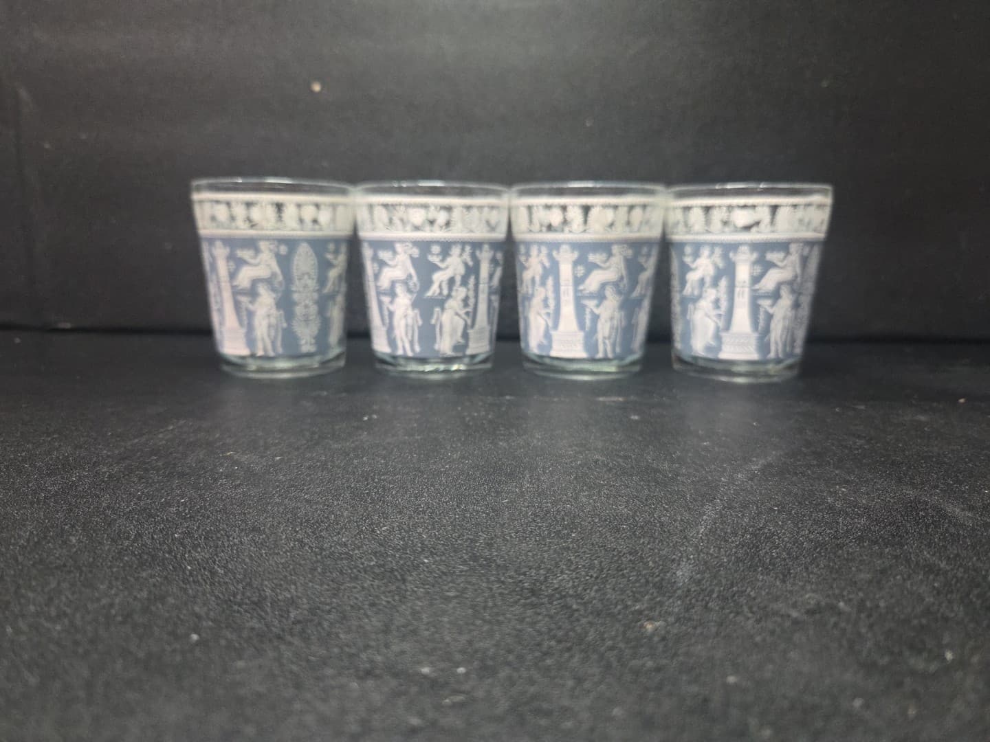 Jeanette Glass Corinthian Blue Tumblers, Vintage 6 Oz Wedgewood Glasses Set of 4 - Thumbnail 4