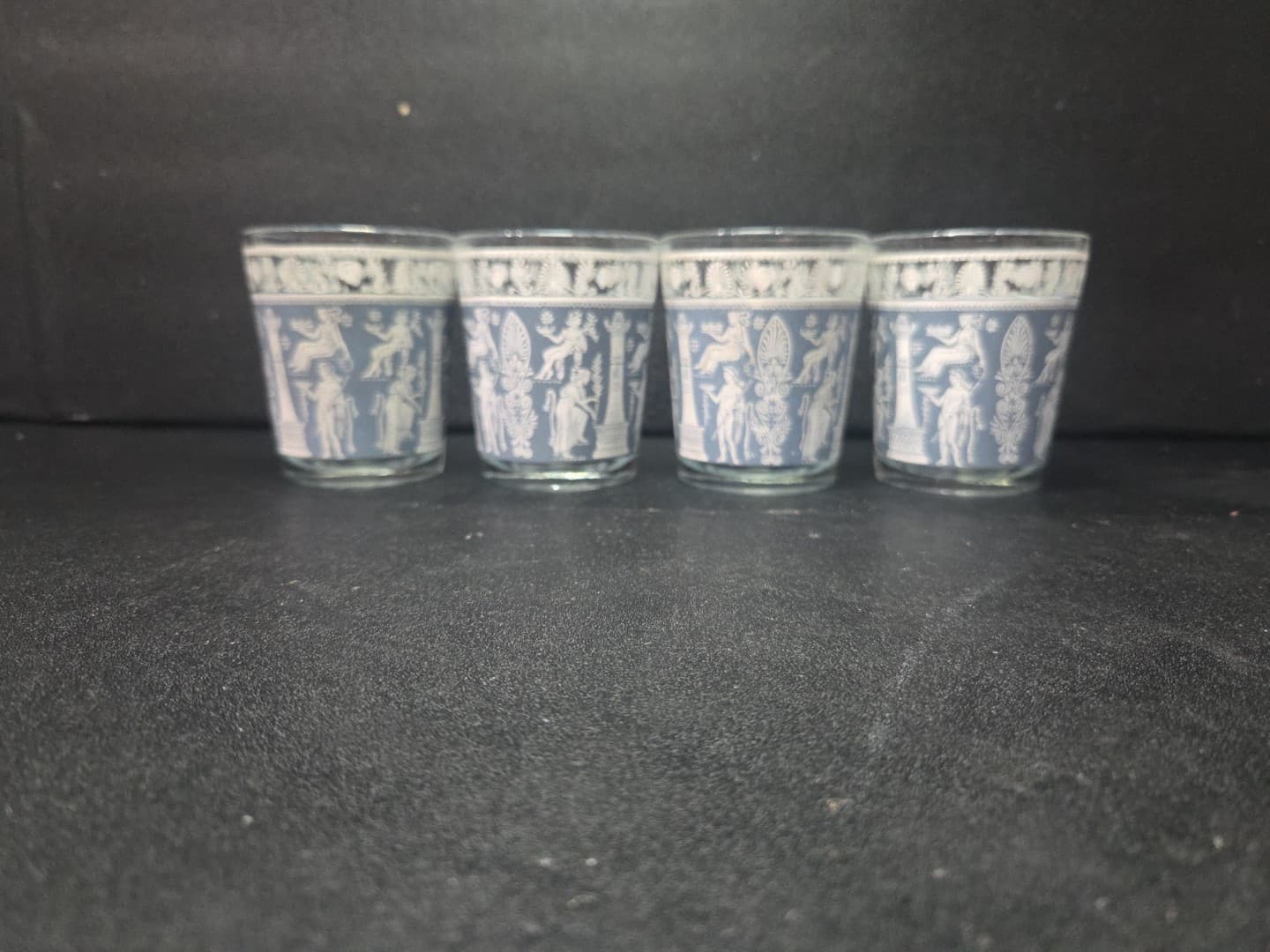 Jeanette Glass Corinthian Blue Tumblers, Vintage 6 Oz Wedgewood Glasses Set of 4 - Thumbnail 3