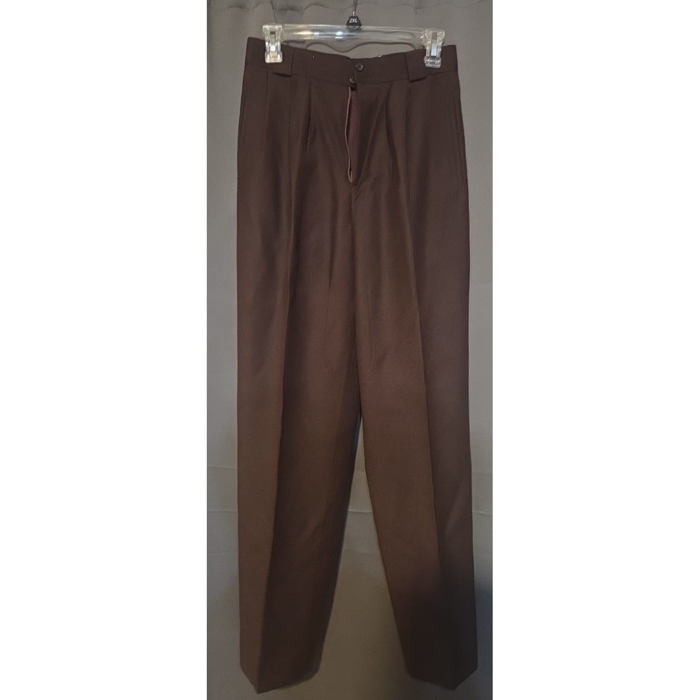 Giorgio Sant' Angelo Brown Pleated Trousers, Vintage High Waist Dress Pants - Thumbnail 3
